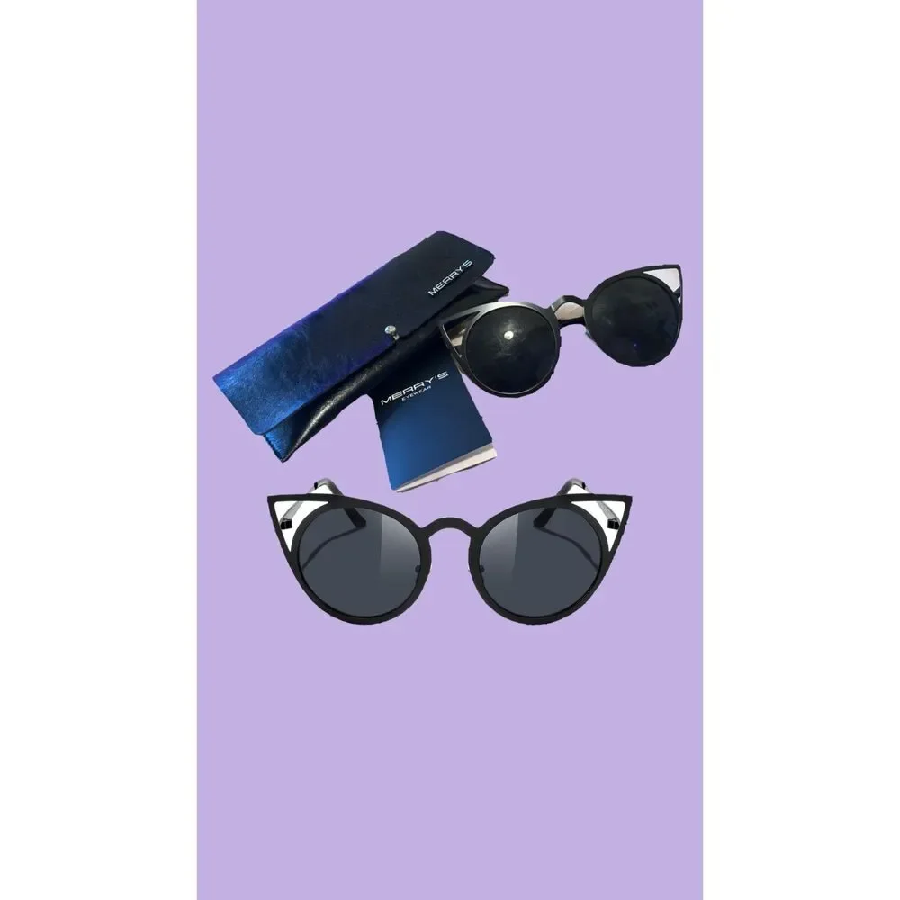 Merry's Black Cat Eye Round Sunglasses